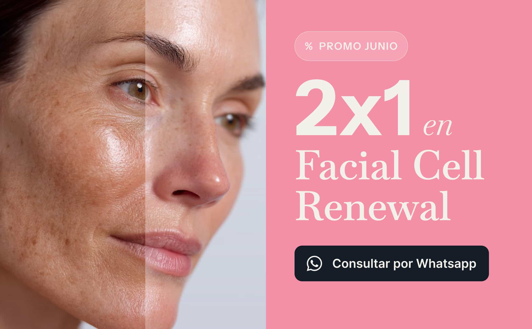 Banner promocional de Casa Puebla Spa: 2x1 en tratamiento Facial Cell Renewal para la promo de Junio